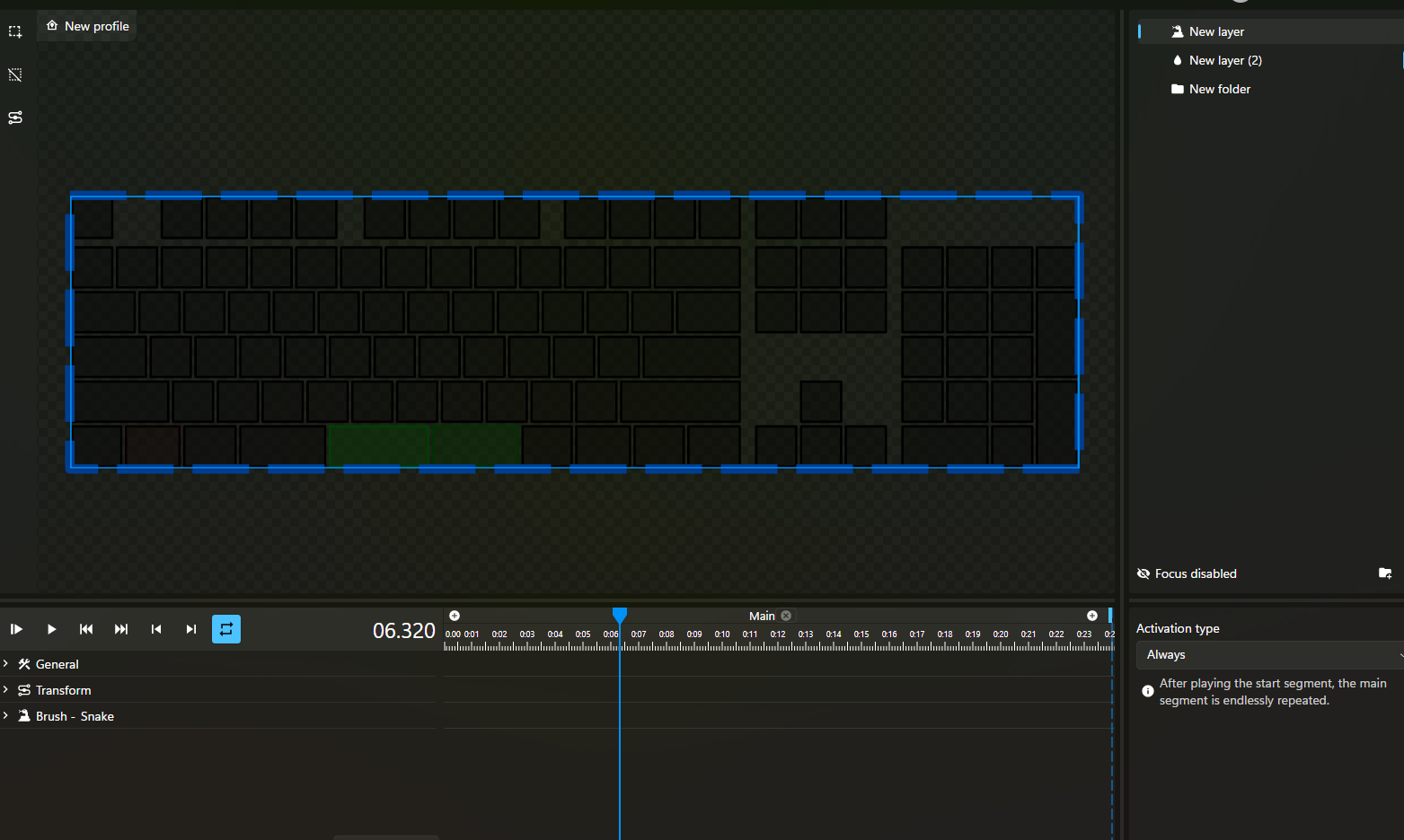 Snake on keyboard with Artemis